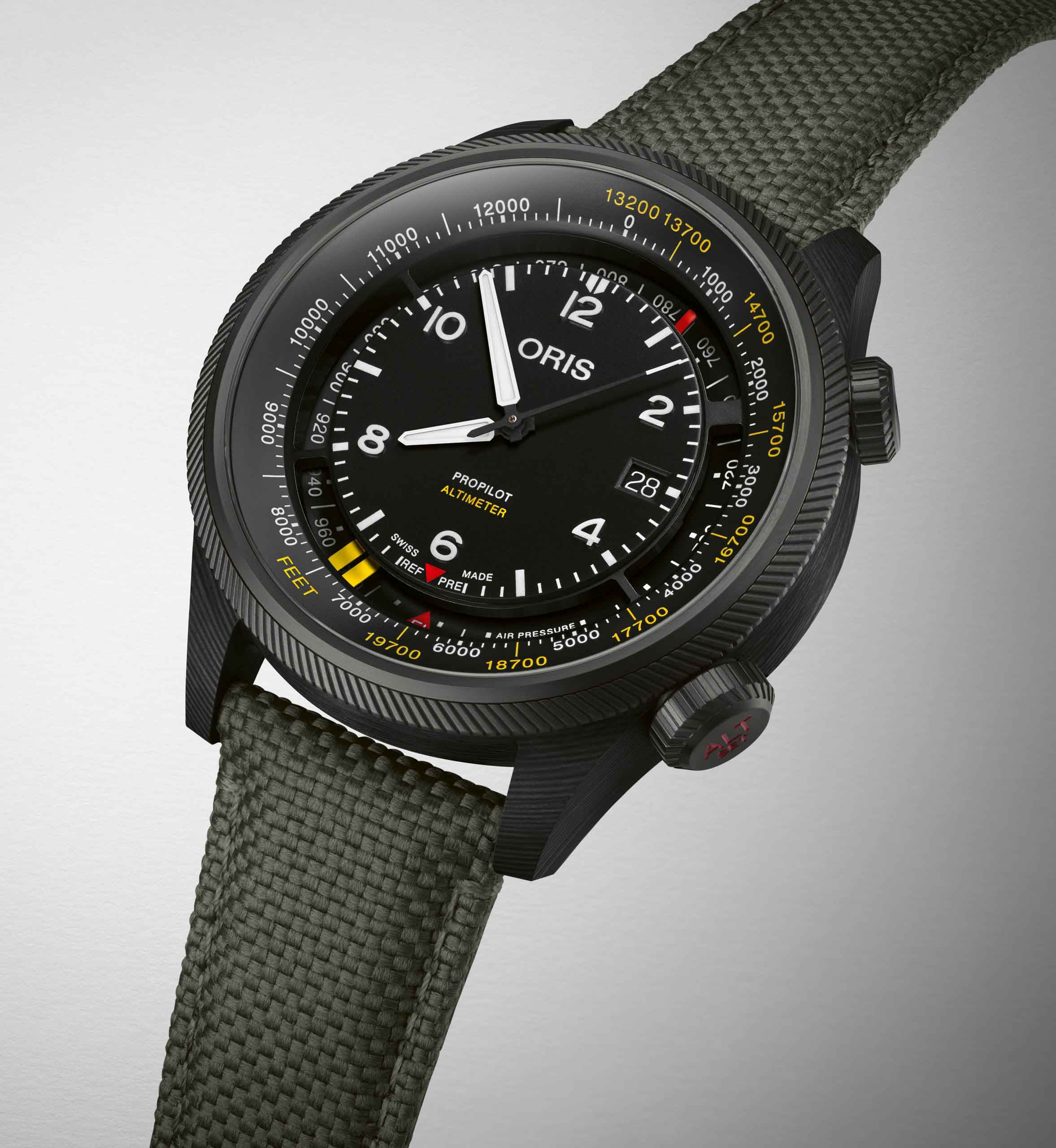 Oris Oris Propilot Altimer 01 793 7775 8734-Set, propilot швейцария мужские часы на браслете тканевый боковой вид
